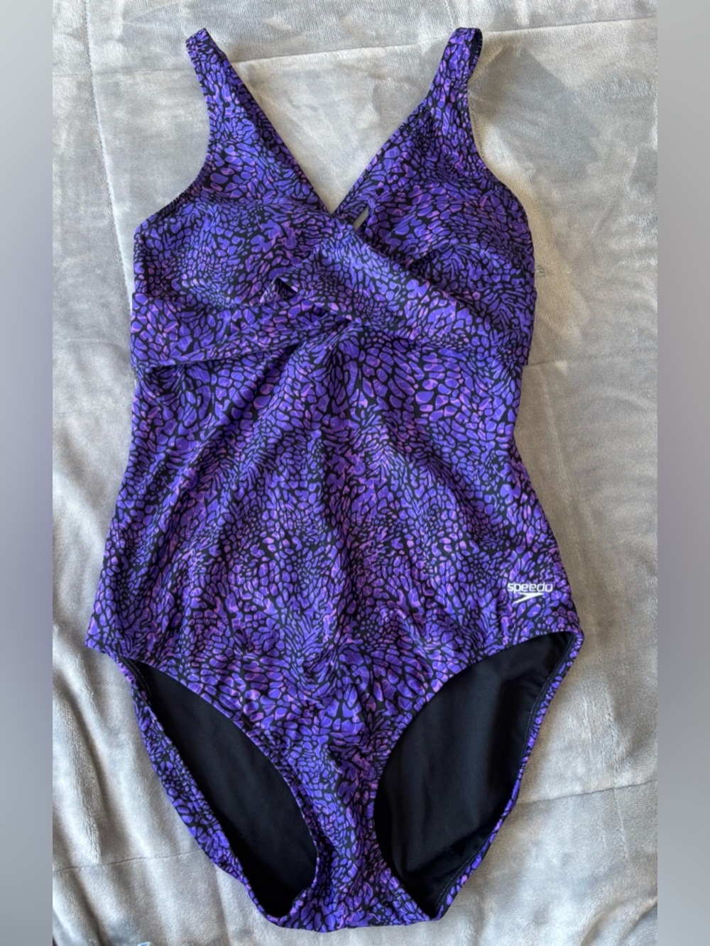 Speedo Purple & Black Cross-Back One-Piece Swimwear